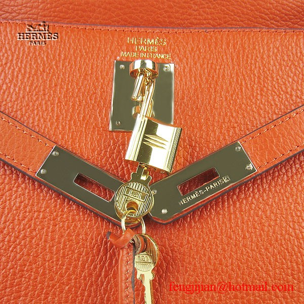 Hermes Kelly 32cm Togo Leather Bag Orange 6108 Gold Hardware